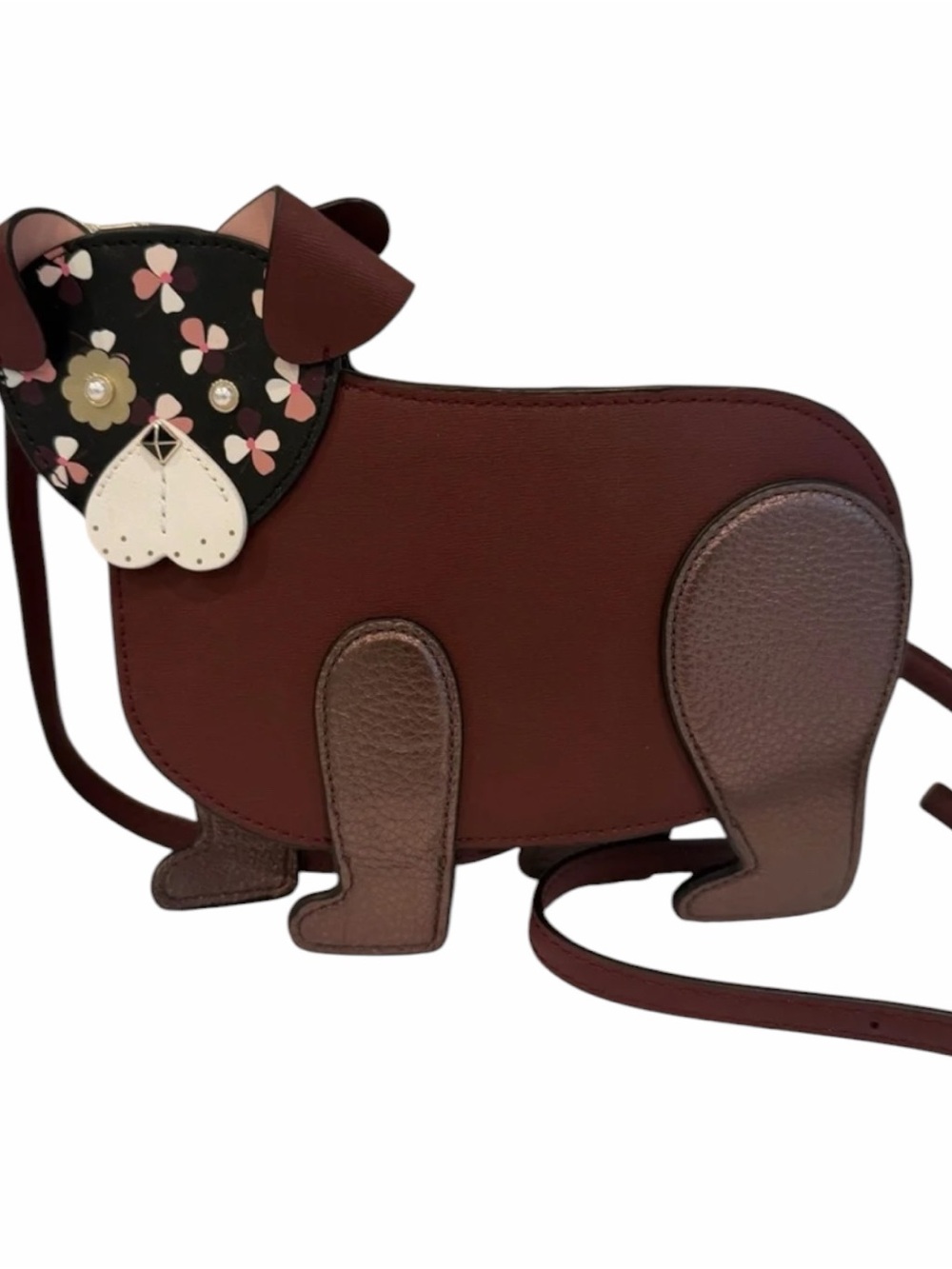 kate spade Brown Dog-Shaped Crossbody Bag with Floral Face - Picture 4 of 5